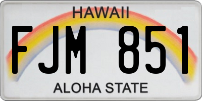 HI license plate FJM851