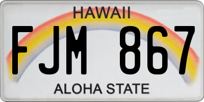 HI license plate FJM867