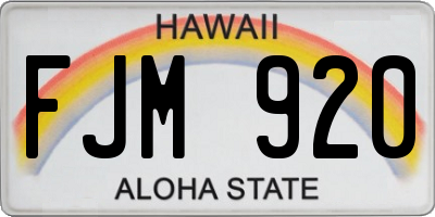 HI license plate FJM920