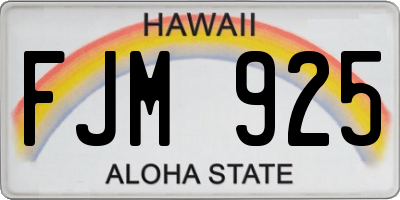 HI license plate FJM925