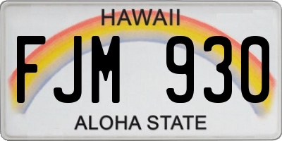 HI license plate FJM930