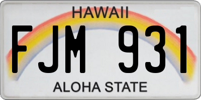 HI license plate FJM931