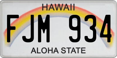 HI license plate FJM934