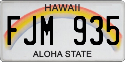 HI license plate FJM935