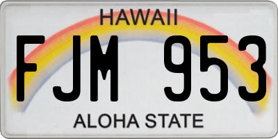 HI license plate FJM953