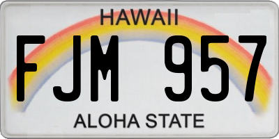 HI license plate FJM957