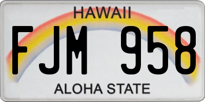 HI license plate FJM958