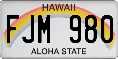 HI license plate FJM980