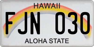 HI license plate FJN030