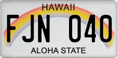 HI license plate FJN040