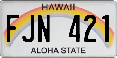 HI license plate FJN421