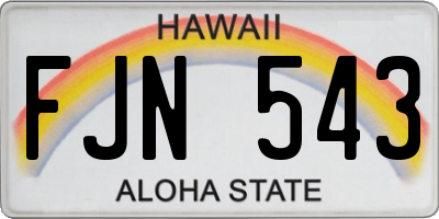 HI license plate FJN543