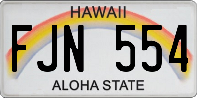 HI license plate FJN554