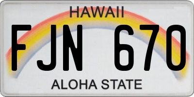 HI license plate FJN670