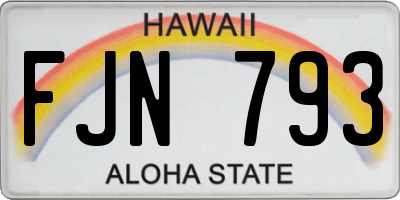 HI license plate FJN793
