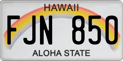 HI license plate FJN850