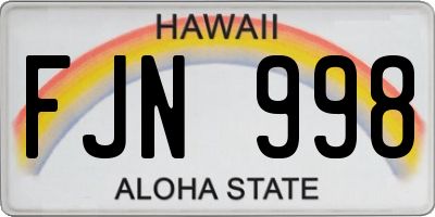 HI license plate FJN998