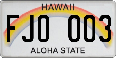 HI license plate FJO003