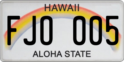 HI license plate FJO005