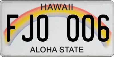 HI license plate FJO006