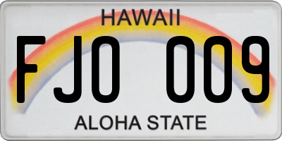 HI license plate FJO009