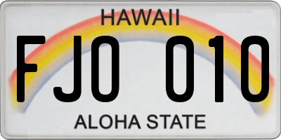 HI license plate FJO010