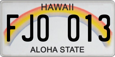 HI license plate FJO013