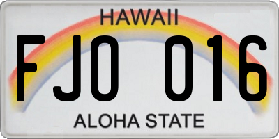 HI license plate FJO016