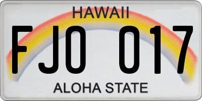 HI license plate FJO017