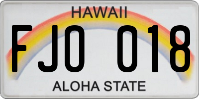 HI license plate FJO018