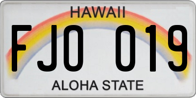 HI license plate FJO019