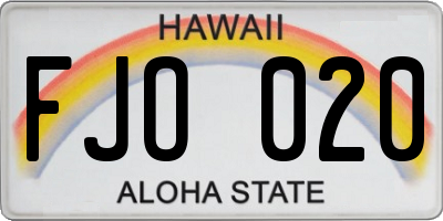 HI license plate FJO020