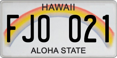 HI license plate FJO021