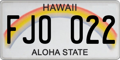 HI license plate FJO022