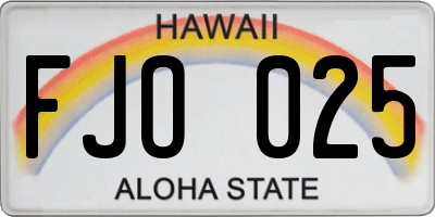 HI license plate FJO025