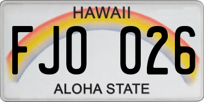 HI license plate FJO026