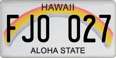 HI license plate FJO027