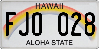 HI license plate FJO028