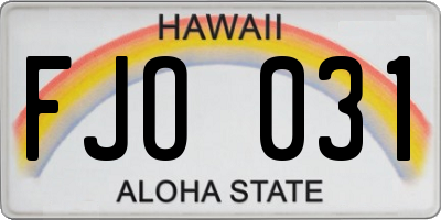 HI license plate FJO031