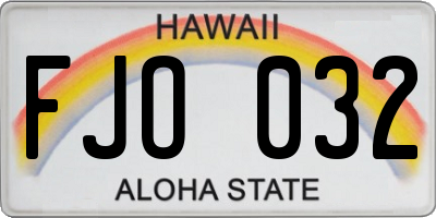 HI license plate FJO032