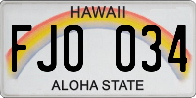 HI license plate FJO034