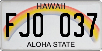 HI license plate FJO037