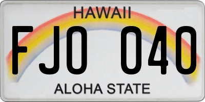 HI license plate FJO040