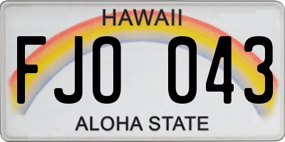 HI license plate FJO043