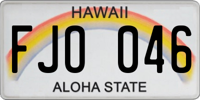 HI license plate FJO046