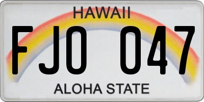 HI license plate FJO047