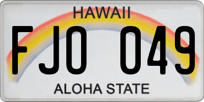 HI license plate FJO049