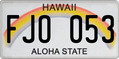 HI license plate FJO053