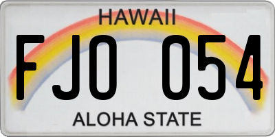HI license plate FJO054