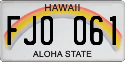 HI license plate FJO061